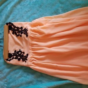 Strapless Pink Black Lace Cute Mini Dress